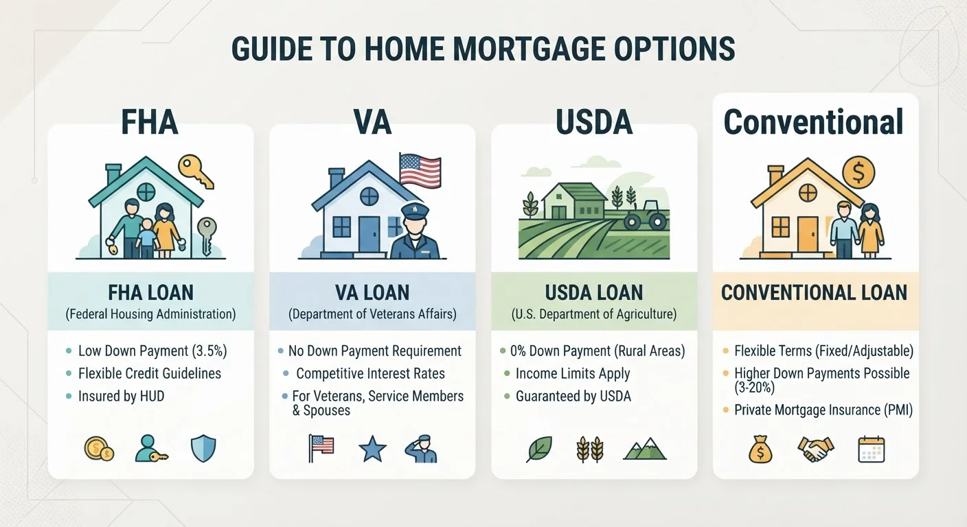 FHA, VA, USDA, and Conventional Loans: How They Compare