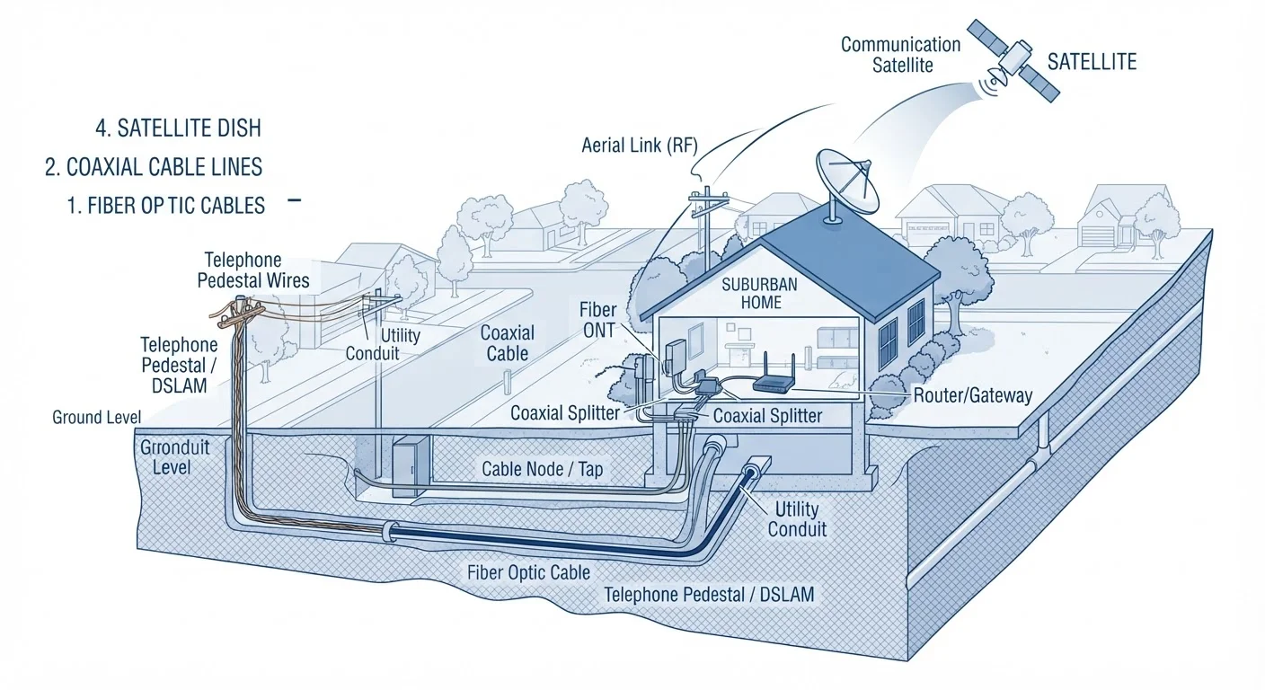 Fiber, Cable, DSL, and Satellite: How Each Internet Technology Delivers Data to Your Home
