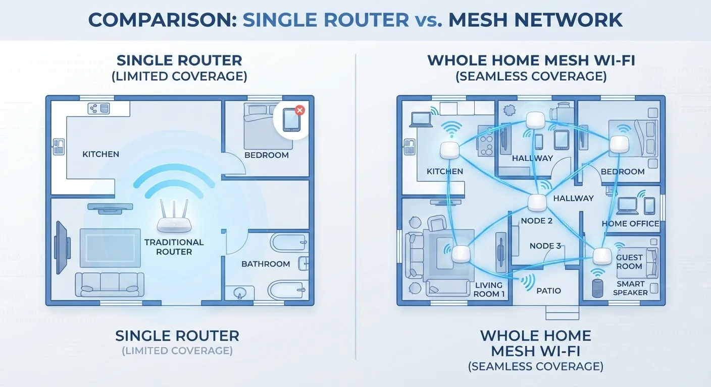 Mesh Networks vs. Traditional Routers: What the Difference Means for a Multi-Room Home